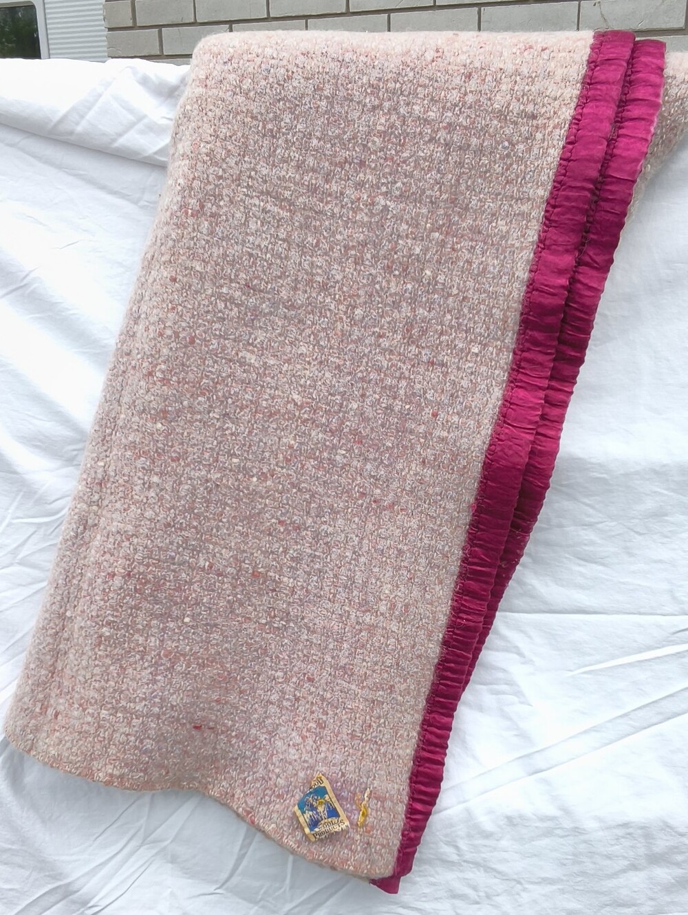 Vintage Kenwood Mills All-Virgin Wool Blanket – Mauve Speckle – Made in Canada